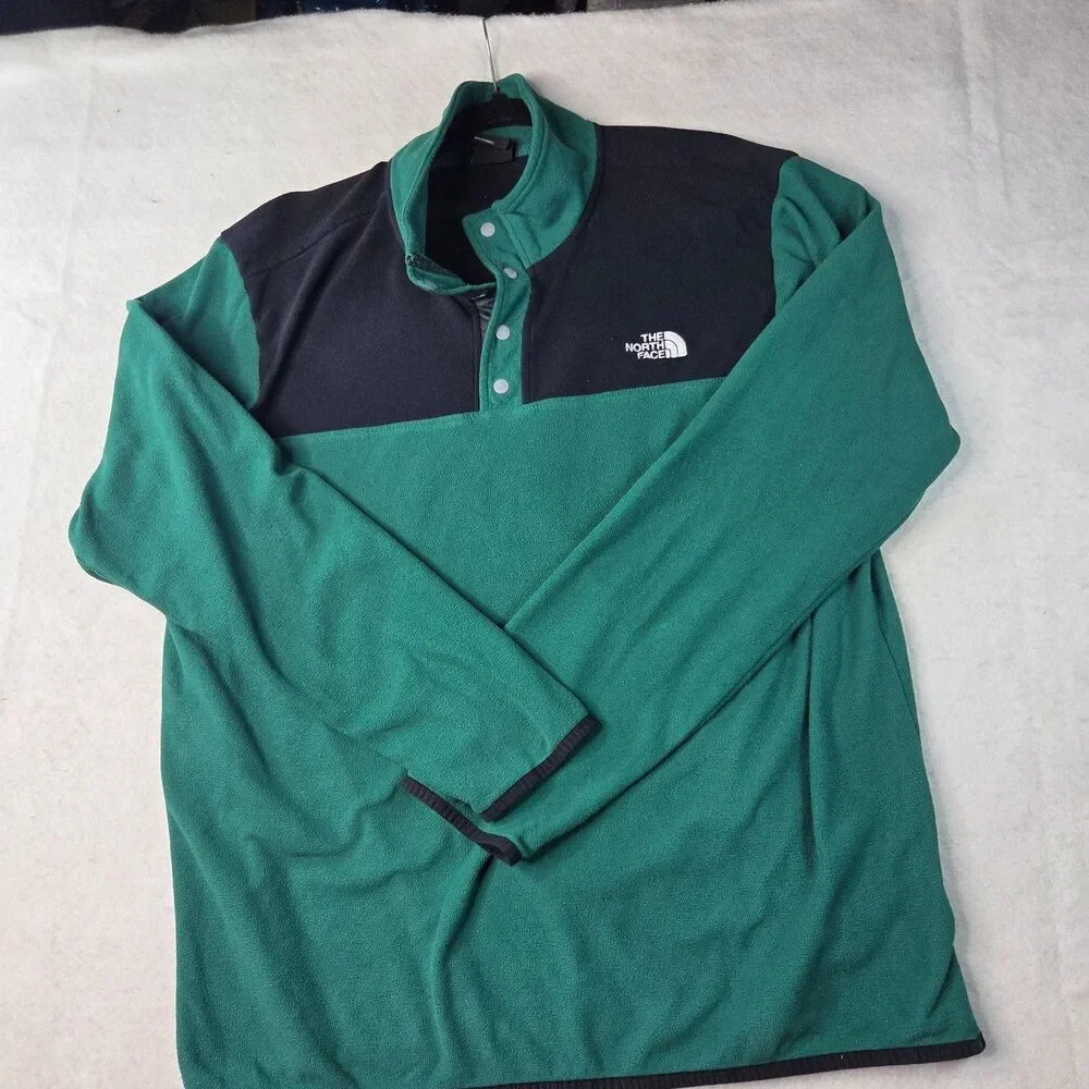 The North Face Snap T Fleece Pullover Mens XL Green Black Jacket